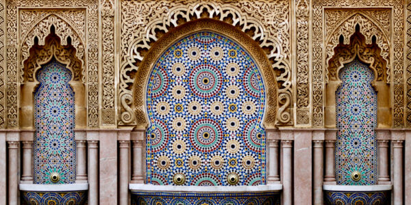 mosaic tile wall fountain